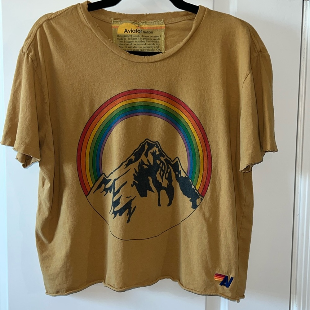Aviator Nation Gold Rainbow Graphic Boyfriend Tee - Picture 2 of 6